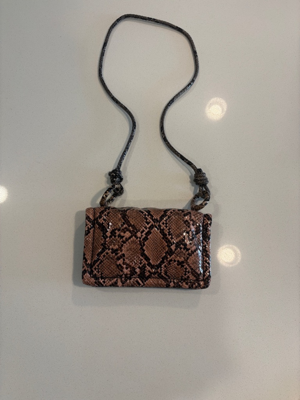 Zara Snake-Print Crossbody Bag in Brown and Black